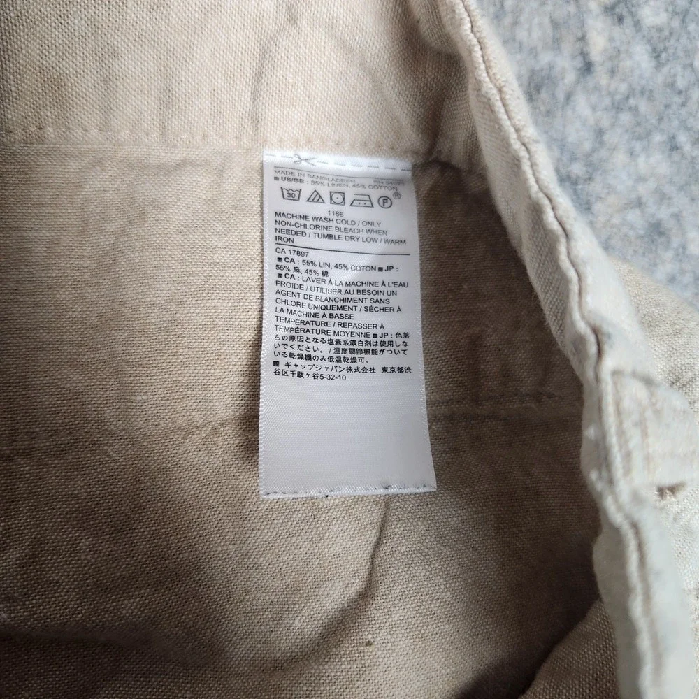Banana Republic Linen Blend Chino Pants Men 33x28 Beige Preppy Vacation Beach